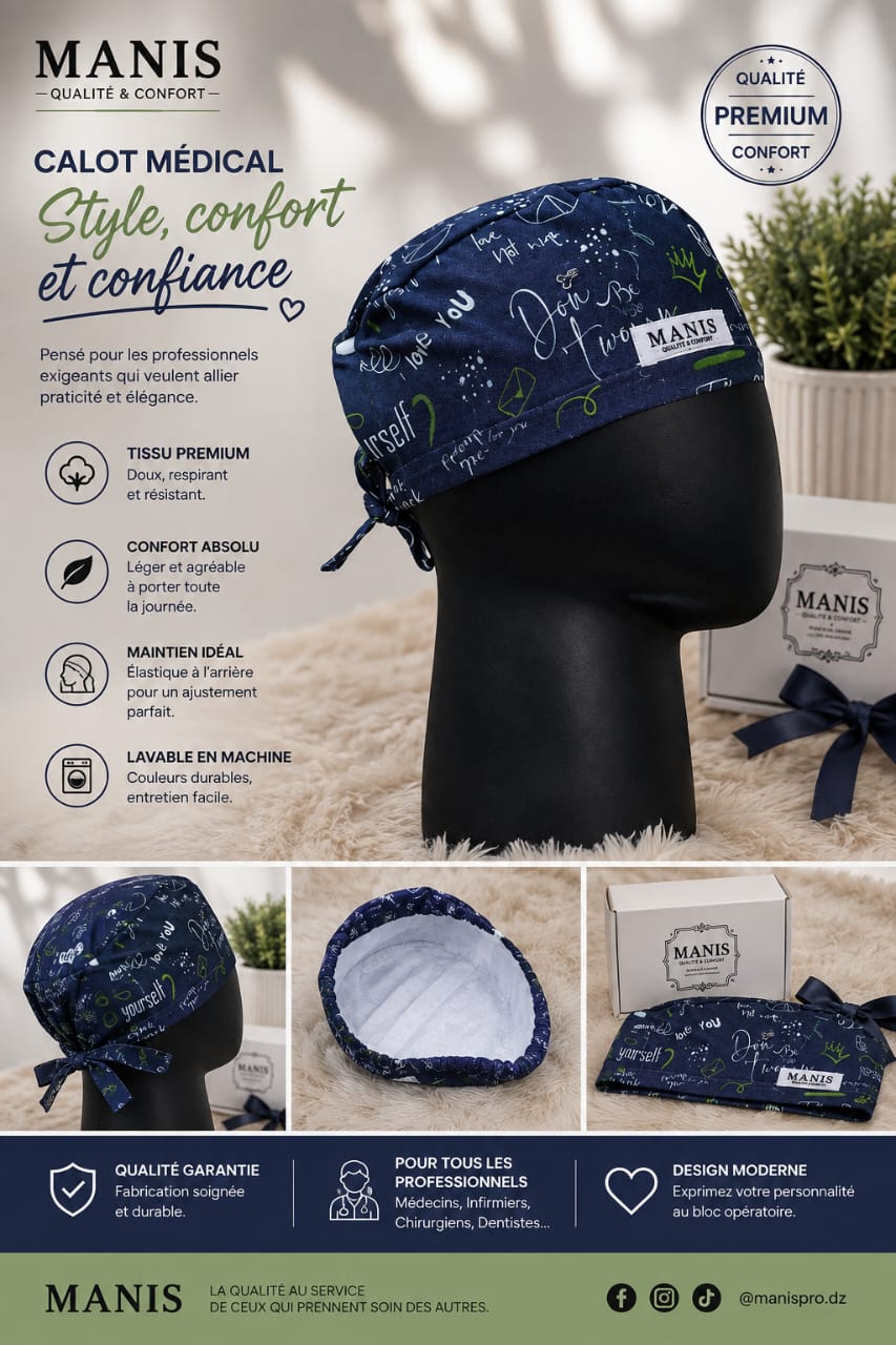 Be Yourself Calot Médical Be Yourself – Tissu Maserati | Original, Léger & Confortable - Image 1