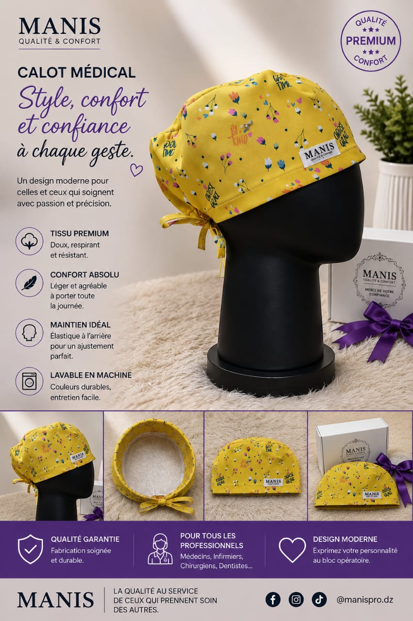 IMG-20260828-WA0001 Calot Médical Be Kind – Tissu Maserati | Léger, Confortable & Coloré - Image 1